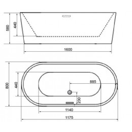 Ванна акриловая AZARIO FLORENCE 1770*810*580  отдельностоящая (AZ-М707)