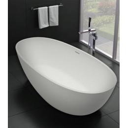 Ванна из искусственного камня Azario CLOVIS 1690х850х540 свободностоящая, с белым матовым донным клапаном, белая матовая (CLO17085S)