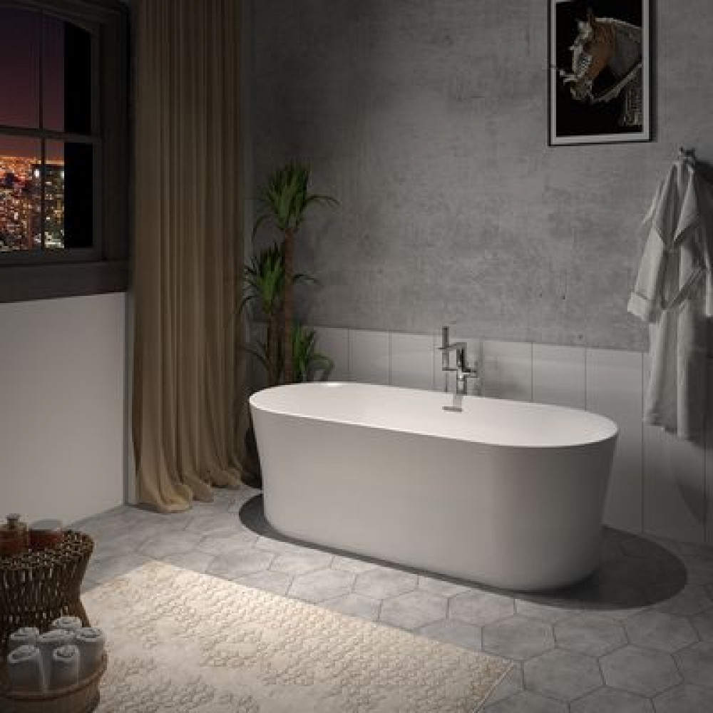 Ванна акриловая AZARIO KENSTON 1700х800х600 свободностоящая, в комплекте с сифоном и металлической рамой (KEN17080)