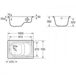 Ванна стальная Roca CONTESA BANASEO 100х70