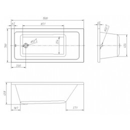 Ванна пристенная Loranto Novaro La 1500х700, каркас и экран в комплекте, ABS пластик, белая (CS00078466)