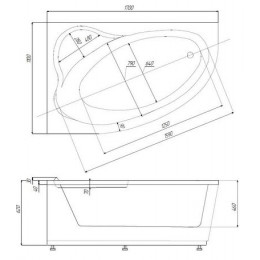Ванна акриловая AZARIO LAURA асимметричная 170*110 см левая (AV.0052170)