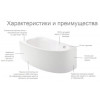 Ванна акриловая Roca MERIDA асимметричная 170Х100, правосторонняя