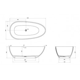 Ванна из искусственного камня Azario CLOVIS 1690х850х540 свободностоящая, с белым матовым донным клапаном, белая матовая (CLO17085S)
