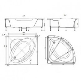 Ванна акриловая Roca BALI угловая 150X150 белая