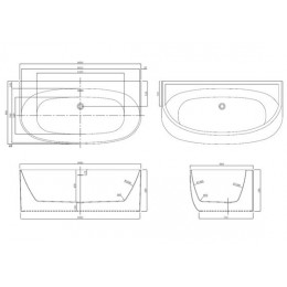 Ванна акриловая Azario CAMBRIDGE 1695х880х580, пристенная, в комплекте с сифоном и металлической рамой (CAM17289)