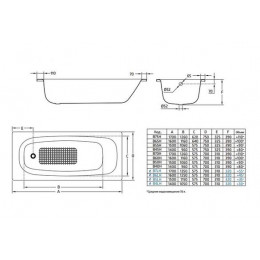 Ванна стальная BLB UNIVERSAL HG 170х70, без отверстий для ручек