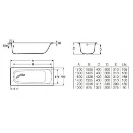 Ванна стальная Roca CONTESA 160х70