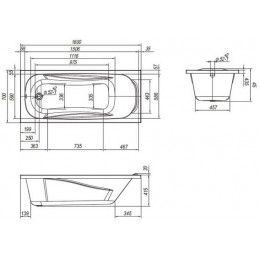 Ванна пристенная Loranto Арктика 1600х700, ABS пластик, белая (CS00031199)