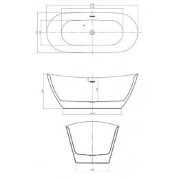 Ванна акриловая Azario GOLDFIELD 1700х750х650 свободностоящая, в комплекте с сифоном и металлической рамой (GOL17075)