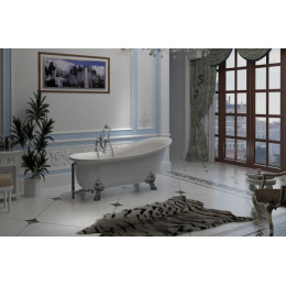 Ванна акриловая AZARIO CARDIFF 1700x760x800 свободностоящая, в комплекте с сифоном и металлическими ножками (CAR17076)