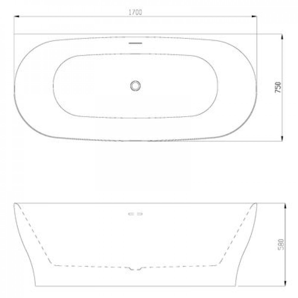 Ванна акриловая Azario OLEAN 1700x750x580 пристенная, в комплекте с сифоном и металлической рамой (OLE17075)