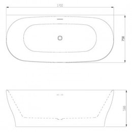 Ванна акриловая Azario OLEAN 1700x750x580 пристенная, в комплекте с сифоном и металлической рамой (OLE17075)