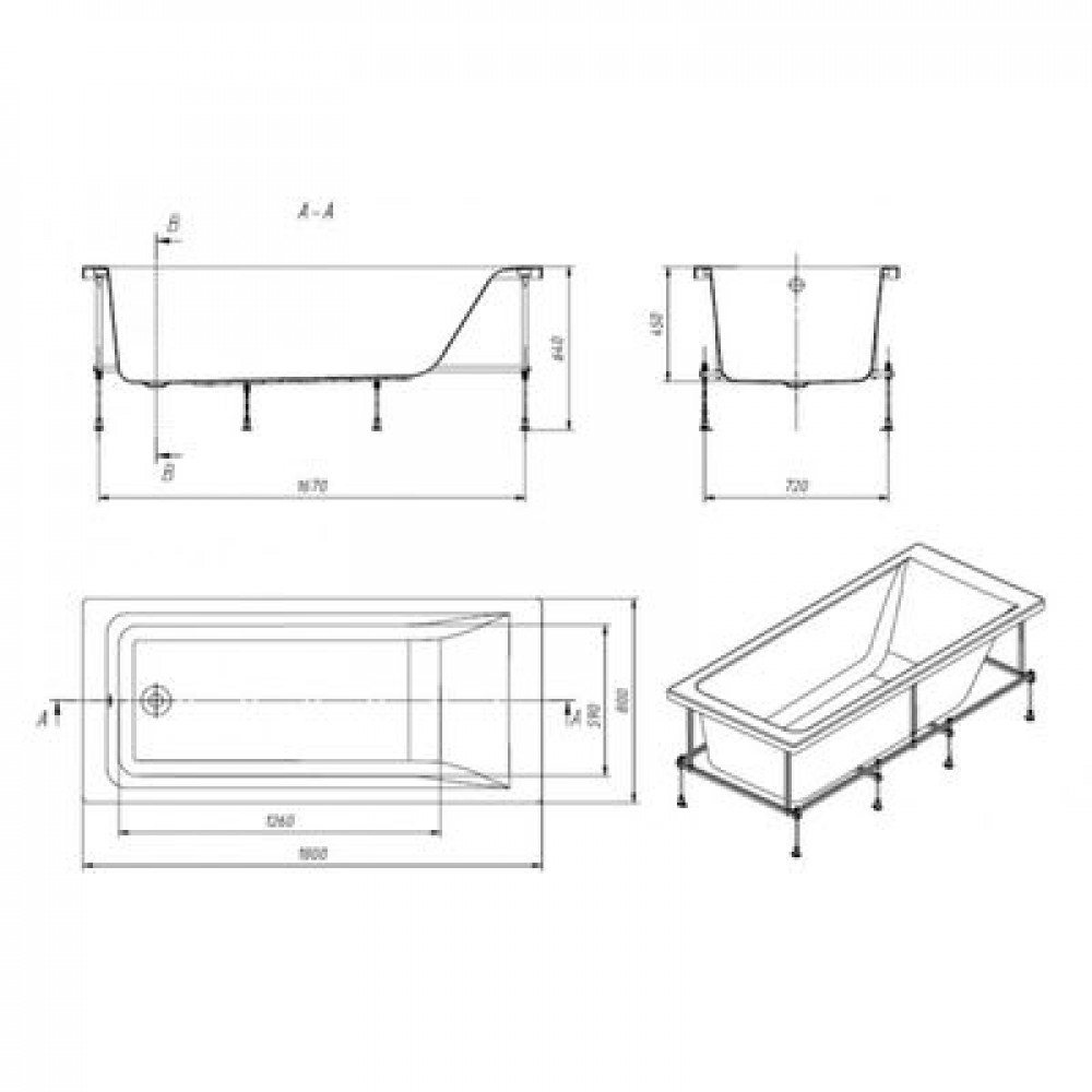 Ванна акриловая Roca EASY прямоугольная 180x80 белая (7248618000)