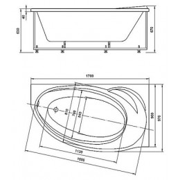 Ванна акриловая AZARIO PAOLINA асимметричная 170*97 см, правосторонняя (AV.0071170)