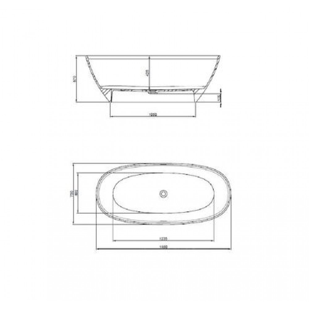 Ванна Stonex® Roca ARIANA 1650х750х570, отдельностоящая, белая