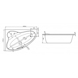 Ванна акриловая Roca LUNA 170х115 асимметричная , левосторонняя