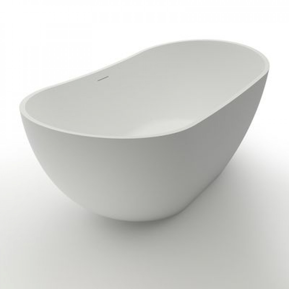 Ванна из искусственного камня Azario JENNER 1630x850x640 свободностоящая белая матовая, с белым матовым донным клапаном (JEN16385S)