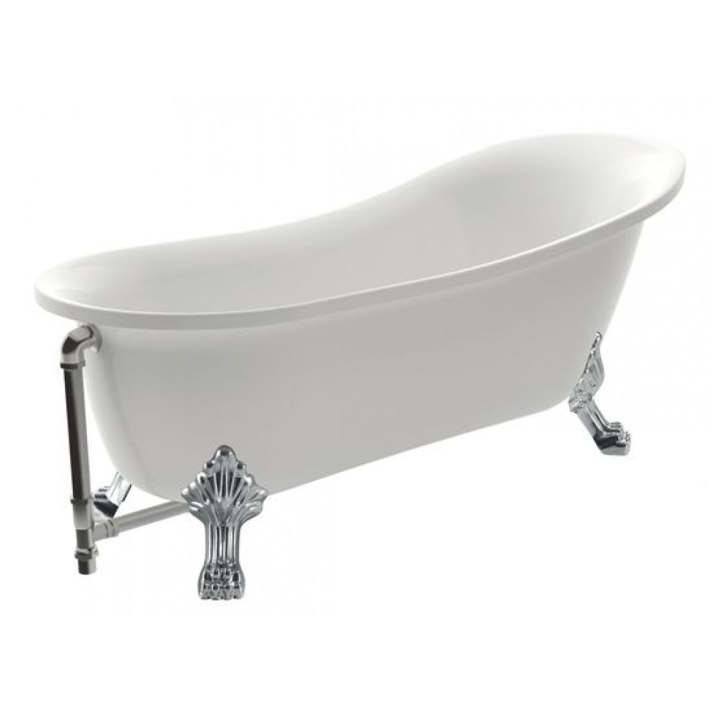 Ванна акриловая AZARIO CARDIFF 1700x760x800 свободностоящая, в комплекте с сифоном и металлическими ножками (CAR17076)