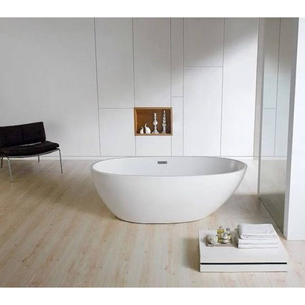 Ванна акриловая Azario LEEDS 1685х840х580, свободностоящая, в комплекте с сифоном и металлической рамой (LEE17085)