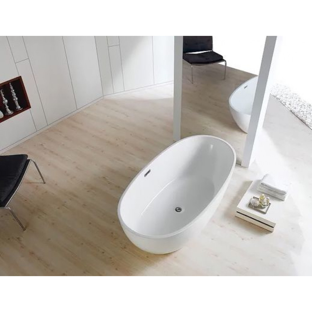 Ванна акриловая Azario LEEDS 1685х840х580, свободностоящая, в комплекте с сифоном и металлической рамой (LEE17085)