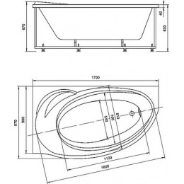 Ванна акриловая AZARIO PAOLINA асимметричная 170*97 см, левосторонняя (AV.0072170)