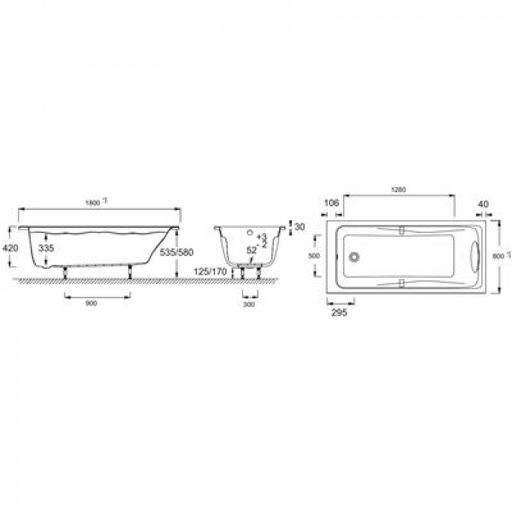 Ванна акриловая Jacob Delafon Odeon Up 180x80 прямоугольная,белая (E6048RU-00)