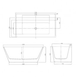 Ванна акриловая Azario OXFORD 1700х830х650, пристенная, в комплекте с сифоном и металлической рамой (OXF17083)