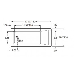Ванна акриловая Roca Easy прямоугольная 150x70x45