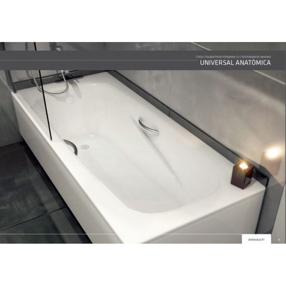 Ванна стальная BLB UNIVERSAL ANATOMICA HG 170х75, с отверстиями для ручек, белая