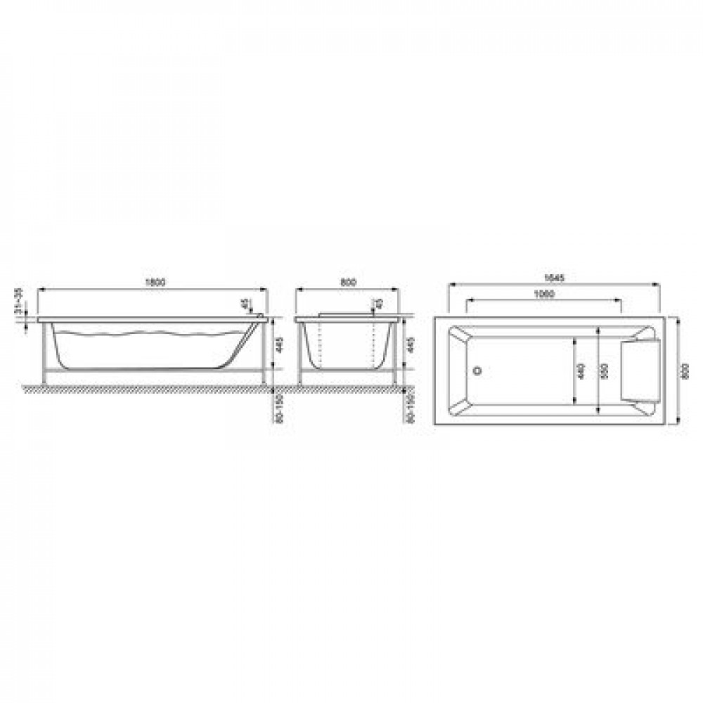 Ванна акриловая Jacob Delafon Sofa 180x80 прямоугольная, белая (E60516RU-00)