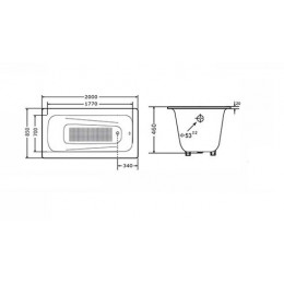 Ванна чугунная Goldman Maxima 200х85х46, с ножками и ручками