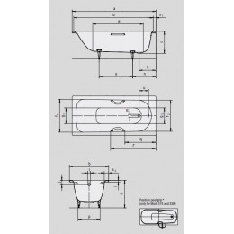Ванна стальная Kaldewei SANIFORM PLUS 1700х750х410, AntiSlip, Easy clean, alpine white, без ножек