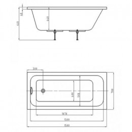 Ванна акриловая AZARIO BELLA прямоугольная 150*70 см (AV.0020150)