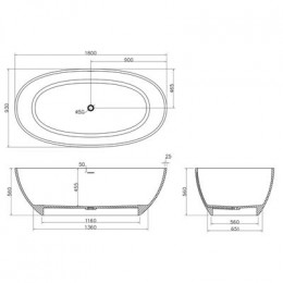 Ванна из искусственного камня Azario CHARTERS 1800х930х560 свободностоящая белая матовая, с белым матовым донным клапаном (CHA18093S)