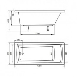 Ванна акриловая Ravak Domino PLUS (ванна, панель, каркас, слив)