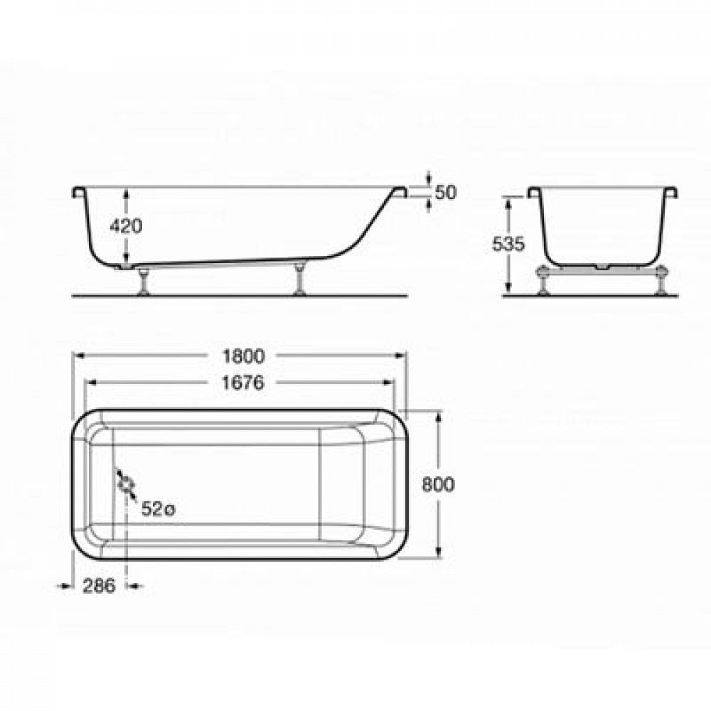 Ванна акриловая Roca ELEMENT 180х80 встраиваемая (7.2477.0.400.0)
