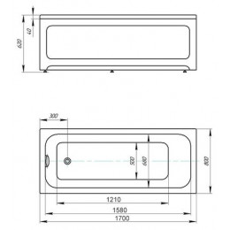 Ванна акриловая AZARIO BELLA прямоугольная 170*80 см (AV.0023170)