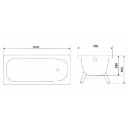 Ванна стальная Loranto 1500х700х390 в комплекте с ножками