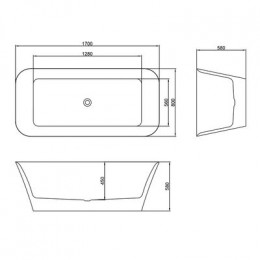 Ванна акриловая Azario ROVETA 1700х800х580 свободностоящая, в комплекте с сифоном и металлической рамой (AZ-6615)