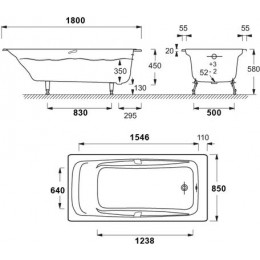 Ванна чугунная Jacob Delafon REPOS 180х85 без антискользящего покрытия, без отверстий для ручек (E2904-S-00)