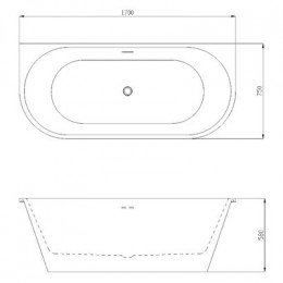 Ванна акриловая Azario ELCON 1700x750x580 пристенная, в комплекте с сифоном и металлической рамой (ELC17075)