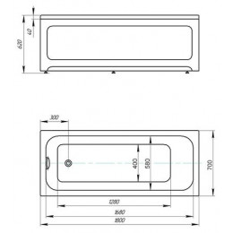 Ванна акриловая AZARIO BELLA прямоугольная 180*70 см (AV.0023180)