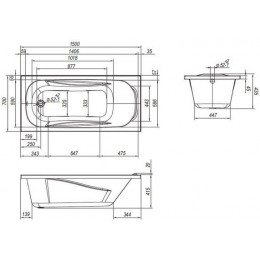 Ванна пристенная Loranto Арктика 1500х700, ABS пластик, белая (CS00036341)