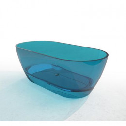 Ванна из полиэфирной смолы Azario BADEN 1800x800x540 свободностоящая, с хромированным донным клапаном, полупрозрачный голубой (BAD18080CB)