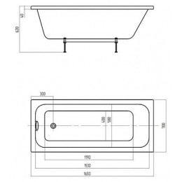 Ванна акриловая AZARIO BELLA прямоугольная 165*70 см (AV.0020165)