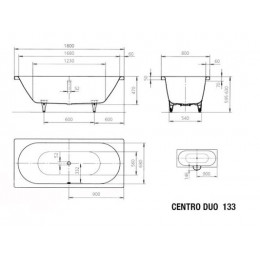 Ванна стальная Kaldewei Centro Duo 180х80 см, 133, толщина 3.5мм, антискользящее покр.