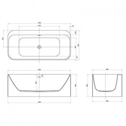 Ванна акриловая Azario RANGALI 1700х800х580 пристенная, в комплекте с сифоном и металлической рамой (RAN17080)