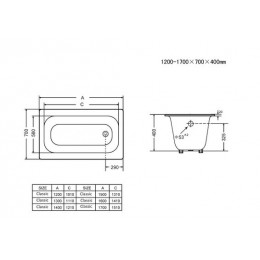 Ванна чугунная  Goldman Classic 160х70х40, с ножками, без ручек
