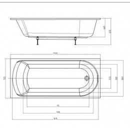 Ванна акриловая AZARIO ADELINA прямоугольная 170*75 см (AV.0010170)